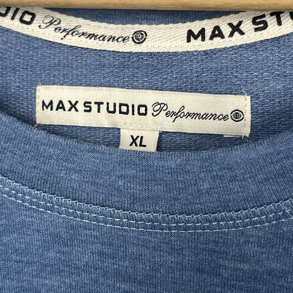 Max Studio Performance Top Sleeveless Backless Cutout Stretch Wick Blue XL NWT - Picture 3 of 6